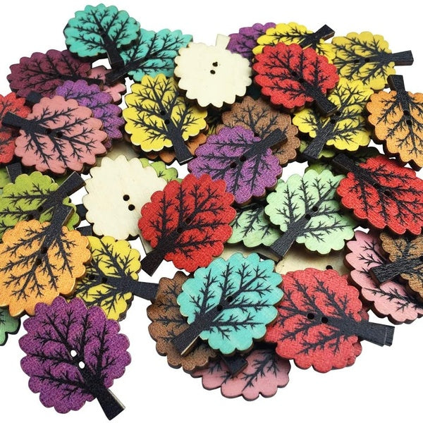 Wooden Buttons, Tree of Life Mixed Random Fashion Round 2 Holes Creative Novelty Sewing Buttons,Scrapbooking Buttons DIY Decor Craft,Tree Shapes Patt