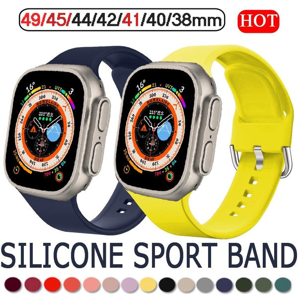 Bracelet sport en silicone souple pour Apple Watch Ultra 49mm 8 7 45 mm 41mm se 6 5 38mm 40mm 44mm 42mm Bracelet respirant pour smart iWatch'série 7