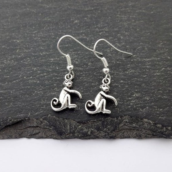 Mini-Cute Monkey Earrings, Charm animal Earrings, Monkey Jewellery, Monkey Charms, Monkey Gift, Gift for Her, Drop Earrings, Monkey Jewelry