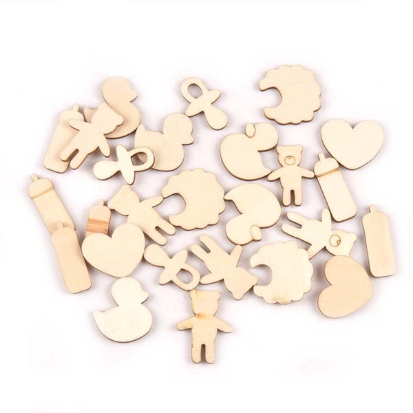 40pcs Baby Bear Pattern DIY Wood Crafts For Home Decoration Kid Painting Diy Accessories Scrapbooking Ornament 30-35mm MT2152