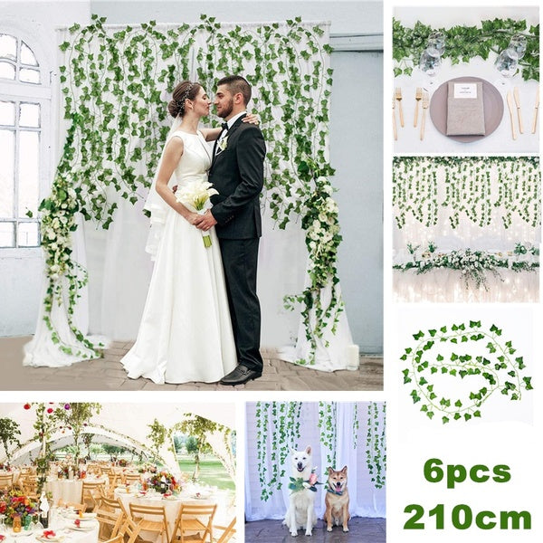 210cm Artificial Leaf Vine Creeper Begonia Leaves Fake Vines Ivy Silk Garland Greenery Artificial Hanging Plants Home Wedding Family Decoration