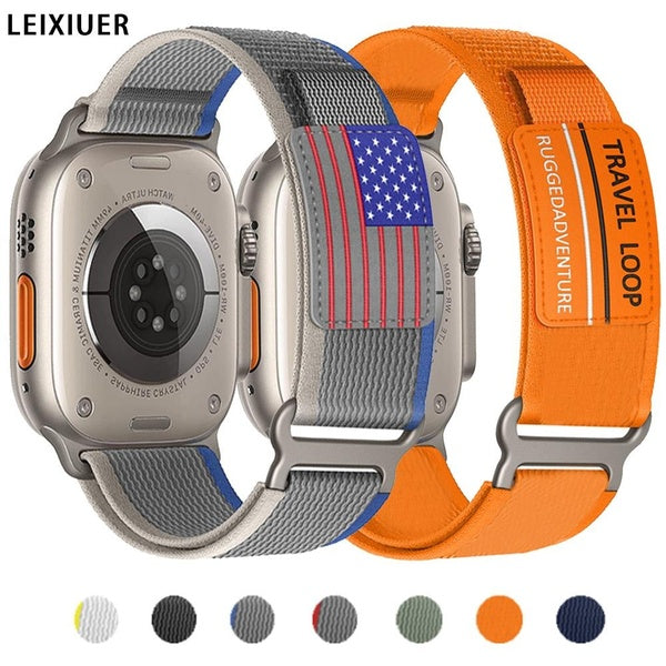 LEIXIUER Nylon Band for Smart Watch Ultra-Ultra 2 49mm 9 8 7 45mm 41mm for Smartwatch Series SE 6 5 4 3 2 1 44mm 40mm 42mm 38mm, Sport Belt Bracelet
