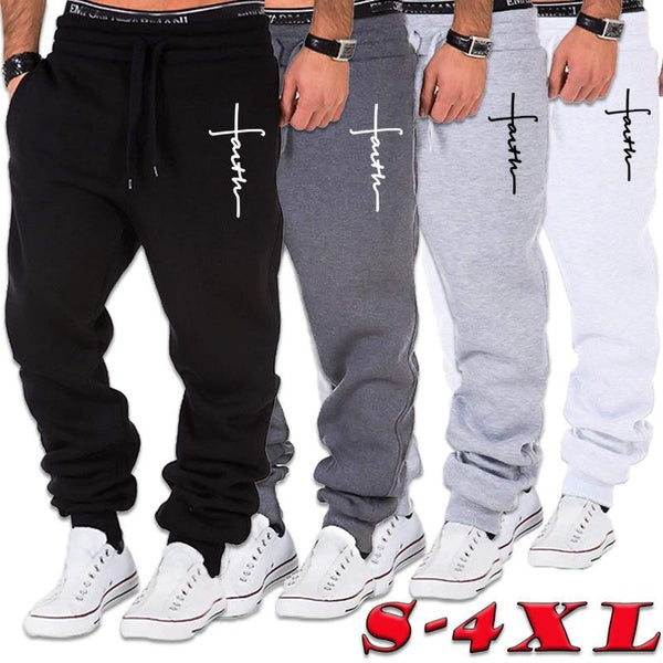 New Faith Printed Trousers Men Jogger Pants Bodybuilding Gyms Pants Casual Loose Comfort Sweatpants Outdoor Running Pants S-4XL