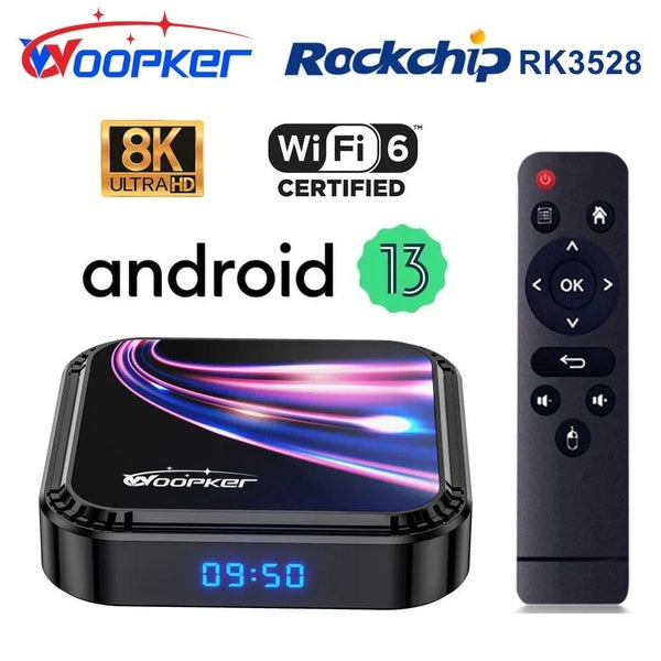 Nouveau boîtier TV Android 13 K52 Rockchip RK3528 Smart TVBox prend en charge 8K Wifi6 BT5.0 YouTube Google Assistant vocal décodeur