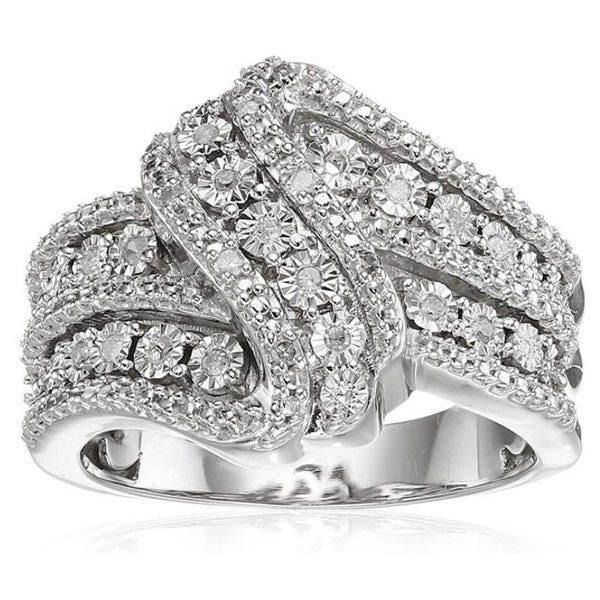 Trendy Multilayer White Sapphire Wide Rings Intertwined Rings for Women Personality Party Rings Jewelry