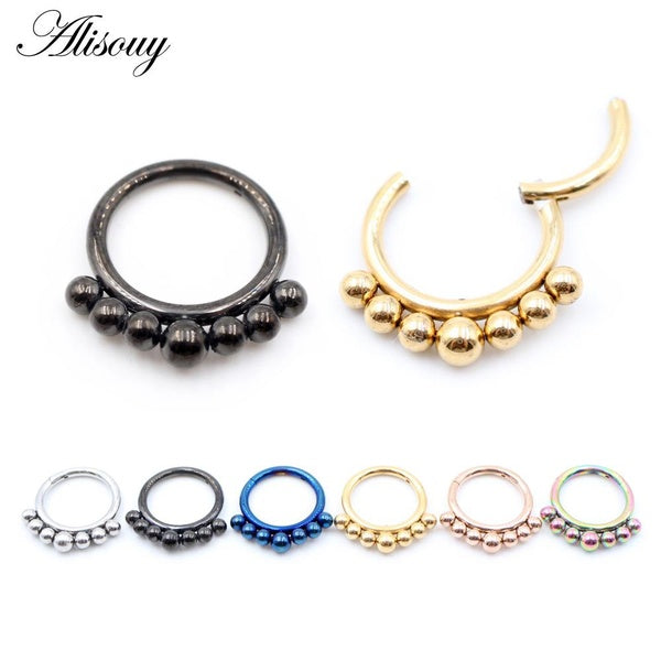 Alisouy 1 pièce en acier inoxydable 16G boule conique articulée Clicker nez Septum anneau Segment Daith Helix cerceau boucle d'oreille corps Piercing