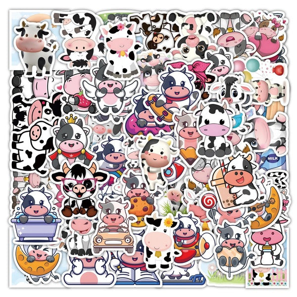 10-60pcs Cute and funny cow stickers Milk Cow graffiti Stickers for DIY Luggage Laptop Skateboard Motorcycle Bicycle Sticker
