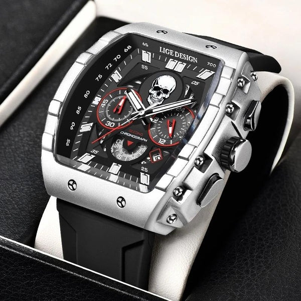 LIGE Top marque de luxe hommes montre-bracelet chronographe étanche lumineux Date hommes montres bracelet en Silicone Quartz Relogio Masculino