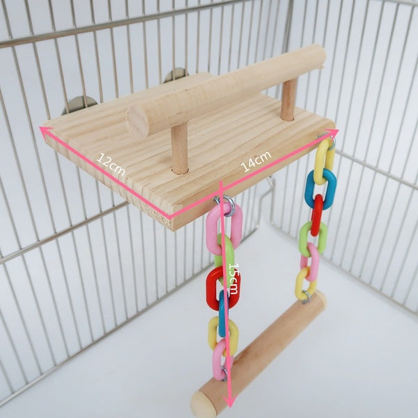 Parrot Supplies Wooden Jump Flatform Rattan Ball Chew Toy Ladder Swing Combination Toy for Bird Pet