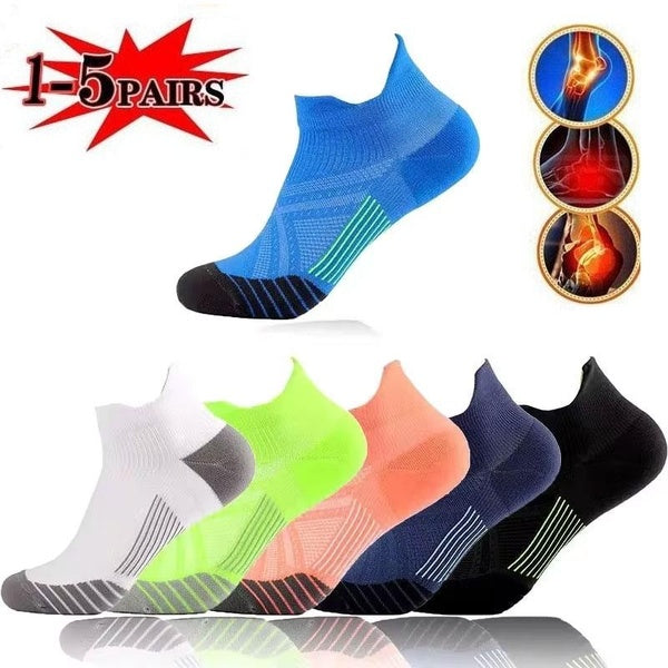 1-5 Pairs of Breathable Short Socks for Men's and Women's Outdoor Running, Basketball, and Soccer, Anti Slip Ankle Socks, Sports Short Socks