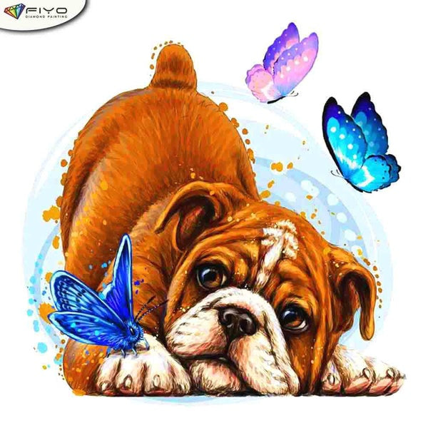 FIYO Dog DIY 5D Diamond Painting Full Drill with Number Kits Home and Kitchen Fashion Cross Stitch Embroidery Paintings Canvas Pictures Wall Decorati