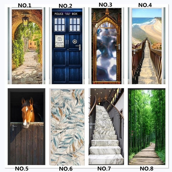 3D Stair Door Sticker For Bedroom Living Room Vinyl Waterproof Home Decor Decals Art Wall Mural Self-adhesive Wallpaper Wardrobe Refrigerator Elevato