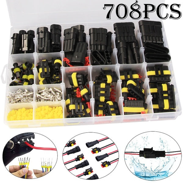 120-268-352-708Pcs pack HID Waterproof Connectors,1-2-3-4-5-6 Pin Way Seal Quad Bike 12A IP68 Electrical Automotive Wire Connector Plug Terminals Tru