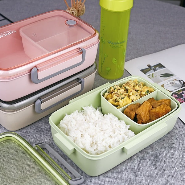 1 PC 1200 ml Boîte À Lunch Micro-ondes Anti-fuite Boîte À Bento En Treillis Indépendante pour Enfants Boîte À Bento Portable Conteneur Alimentaire XB