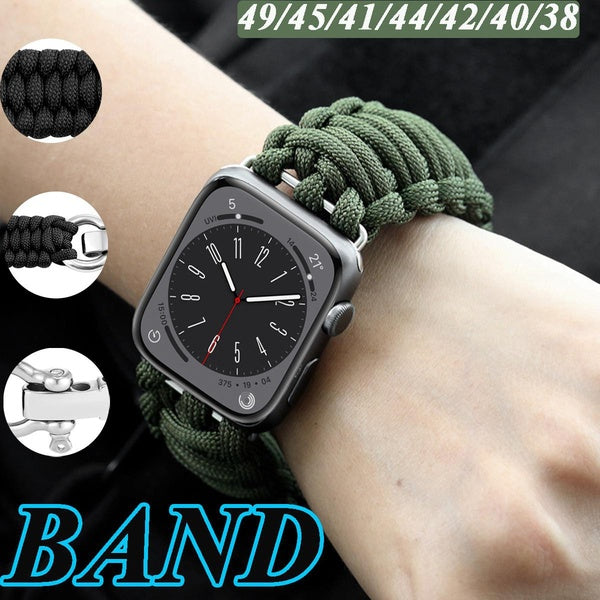 NOUVEAU Savior Survival Gear Bracelet en corde de nylon Paracord pour bracelet de montre SMART Ultra 49mm 8 7 6 44mm 42mm 45mm 41mm 38mm 40mm pour iW