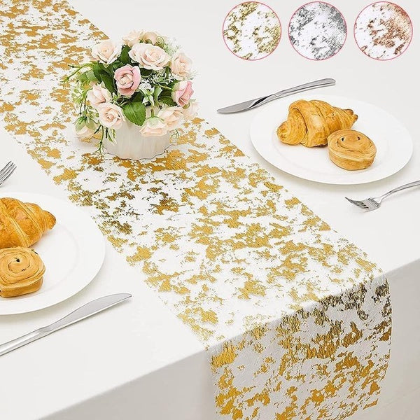 Sparkle Metallic Table Runner,10ft-16.5ft-33ft Long Sequin Glitter Metallic Foil Thin Mesh Roll Table Sheer Runner For Wedding Birthday Valentine's D