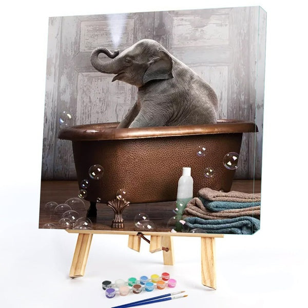 Elephant Animal FIYO Diy Oil Paint by Numbers Kits for Adults and Kids Beginner on Canvas Fashion Oil Painting Wall Art for Gift( No Frame )