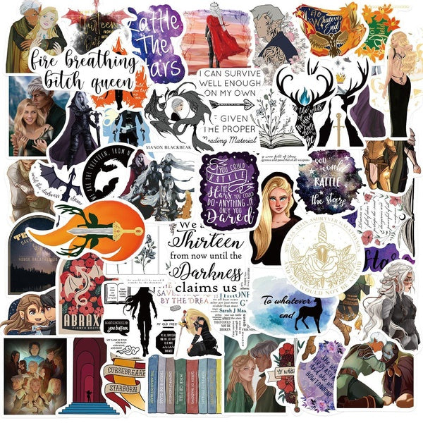 50PCS Reading Books, Throne of Glass Graffiti Stickers, DIY Decoration, Tablets, Water Cups, Suitcases, Skateboards, Bicycles, Guitar Bottles, Vinyl