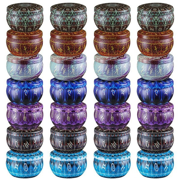 28 Pcs 7 Color 2.5oz DIY Candle Tins, Round Containers with Lids& Candle Wicks for Candle Making With 60Pcs Candle Wicks Sticker, 50Pcs Candle Wicks