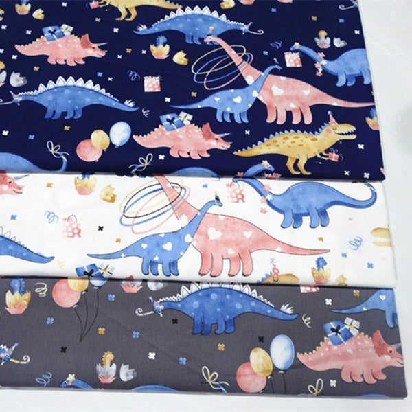 3 Pcs-lot 40X50CM Cartoon Dinosaur Cotton Twill Fabric Quilting Patchwork for DIY Handmade Tecidos Fat Quarter Bundles Dress Sewing Scrapbooking Mate