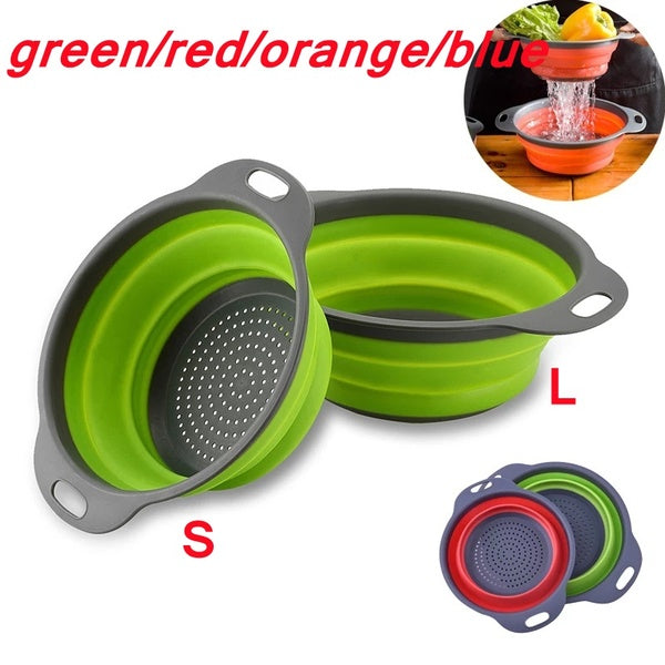 Foldable Silicone Colander Fruit Vegetable Washing Basket Strainer Strainer Collapsible Drainer With Handle Kitchen Tools