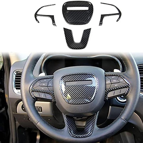 Steering Wheel Cover Trim Bezels Accessories for Dodge Charger 2015 Carbon Fiber Black