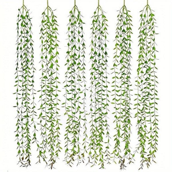 10pcs Artificial Willow Leaves Vines Fake Greenery Garland Fake Hanging Plants For Wedding Party Home Garden Wall Decoration