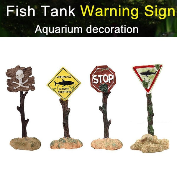 Aquarium Resin Decorations Fish Tank Warning Sign Landscaping Accessories Pet Products Funny Ornaments Fish Aquarium Stuff