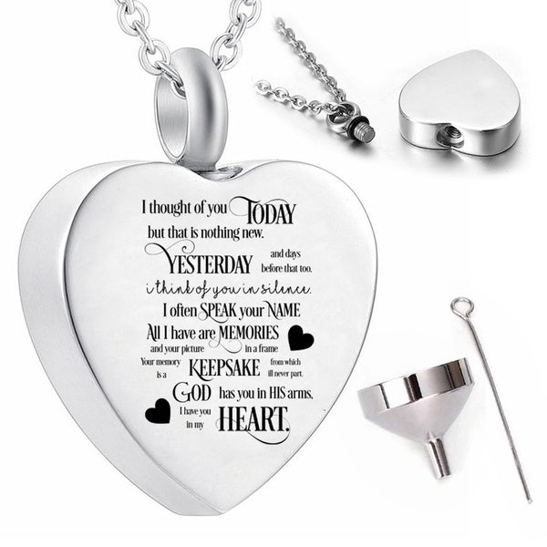 Stainless steel heart pendant necklace Man and woman cremation jewelry keepsake perfume bottle ashes urn