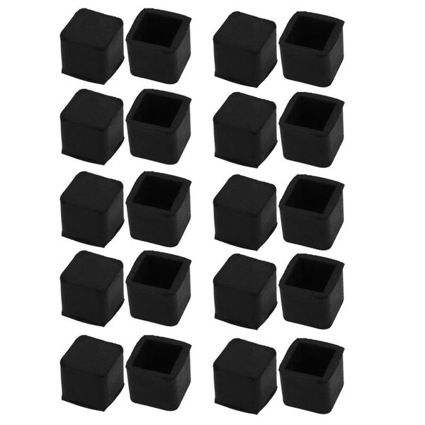 20Pcs Furniture Table Chair Square Rubber Leg Tip Cap 15mm x 15mm
