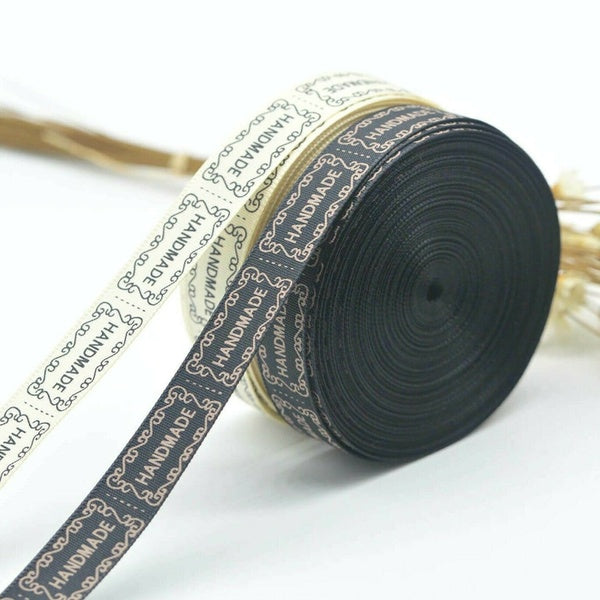 6 Yards "Handmade" Label Ribbons for Handmade Items DIY Crafts Gift Wrapping Scrapbooking Sewing Supplies 1-2"