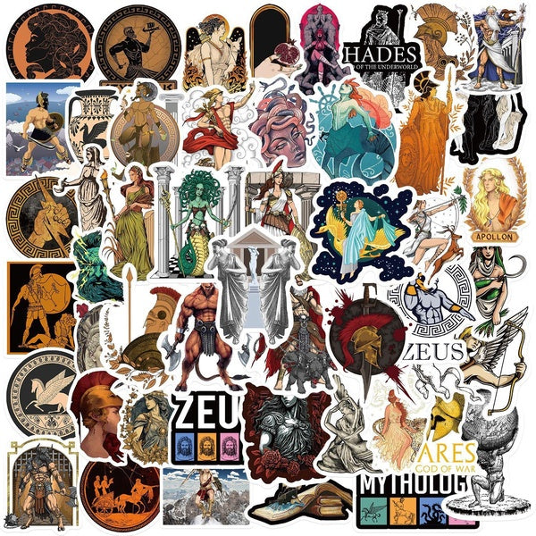 10-50pcs Greek Mythology Khaos Stickers Zeus Graffiti Stickers for DIY Luggage Laptop Skateboard Motorcycle Bicycle Stickers