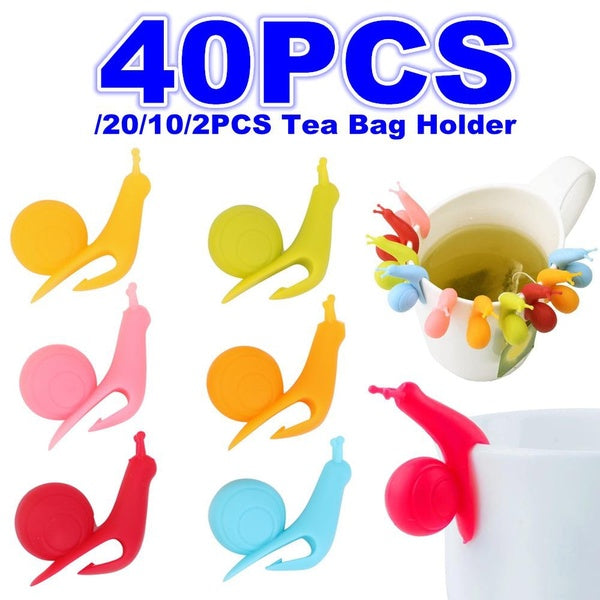 40-20-10-2PCS Creative Cute Snail Shape Tea Clips Holder Silicone Mug Cup Hanging Tea Tools Tea Bag Teaware Pot Decoration Gift Wineglass Label Party