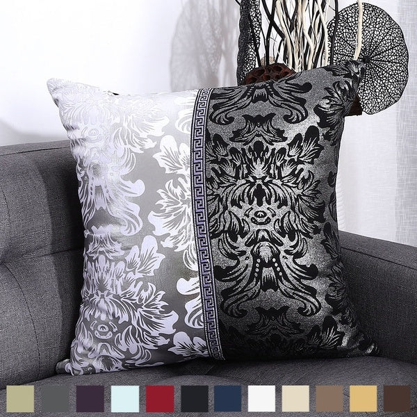 European Retro Flower Black Silver Stitching Throw Pillow Case Shining Sequins 1Pcs Cushion Cover 45x45cm