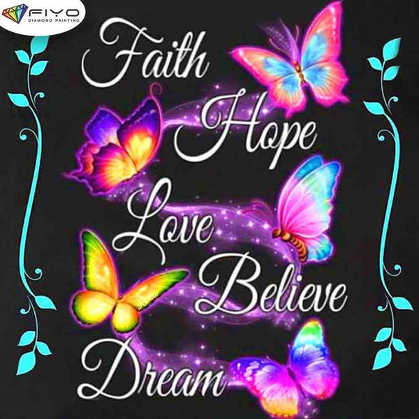 FIYO Colorful Butterfly Diamond Painting Kits For Adults DIY 5D Diamond Mosaic Diamond Painting Home and Kitchen Fashion Canvas Pictures Wall Decorat