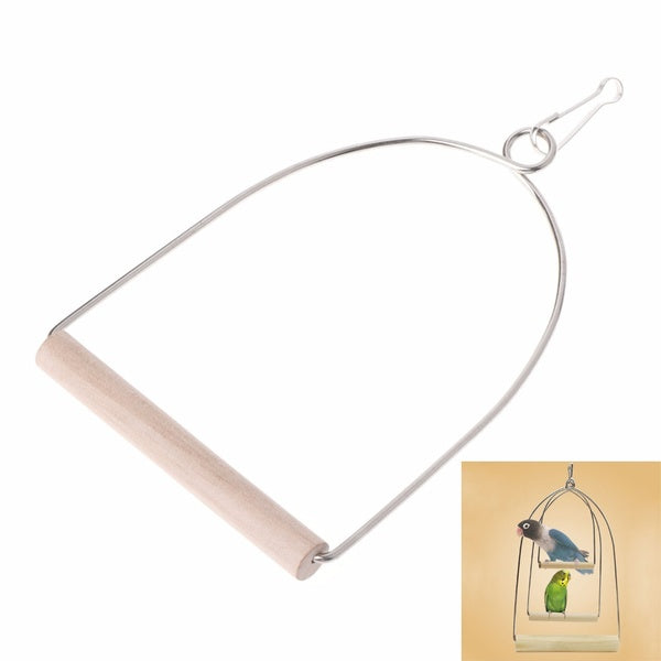 1pc New Natural Wooden Birds Parrots Perch Stand Hanging Swing Cage Accessories Toys Stand Holder Pendant Bird Supplies