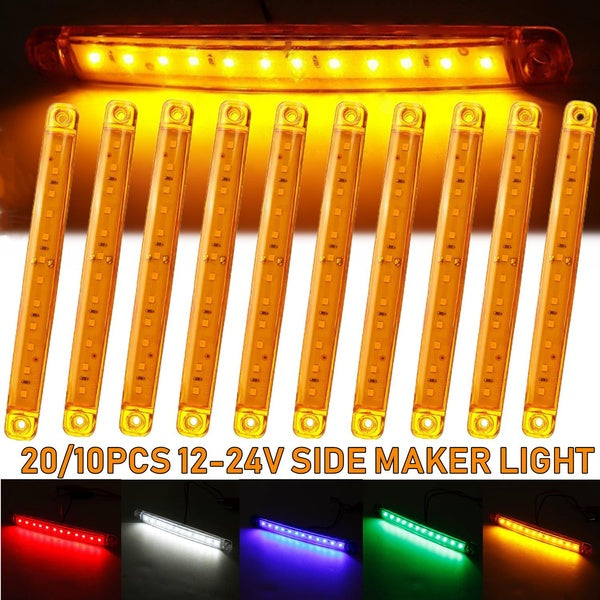 12-24V 12 LED Side Marker Clignotants Avant Arrière Indicateur LED Clignotant Lampe pour Voiture Camion Remorque Camion Bus - Blanc-Rouge-Ambre-Bleu-
