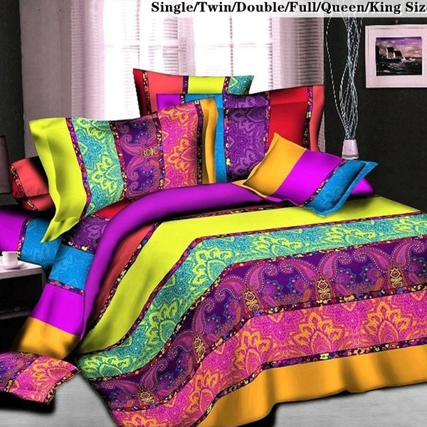 Household Supplies Duvet Cover Set Fashion Bohemia Stripe 3D Oil Painting Bed In A Bag 2-3 Pcs Bedding Sets Duvet Sets Color Multicolor Single-Twin-D