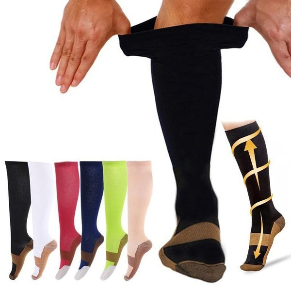 Compression Socks for Women & Men 15-20 Mmhg Knee High Wide Calf Circulation- Best for Running, Nursing, Hiking, Recovery & Flight Socks