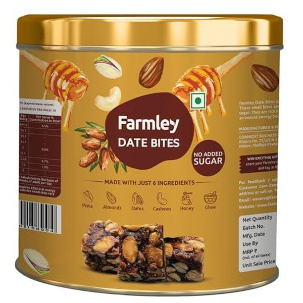 Farmley Date Bites I 180 gram I Dates Barfi Made with Dates Pista Cashews Almonds Honey and Pure Ghee I Dry Fruits Nuts Healthy Delicious Indian Swee