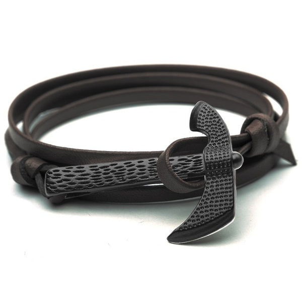 New Punk Ax Mens Bracelet Tom Hope Braided Multilayer Leather Charms Axe Viking Braclet For Male Boys Cool Wristband Jewelry