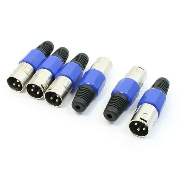Microphone Mic Haut-Parleur 66mm XLR Connecteur Mâle Câble Audio Bleu 6Pcs