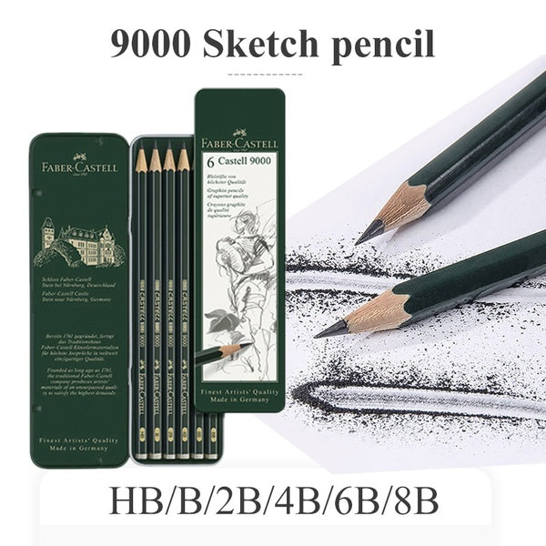 FABER CASTELL 9000 Pencil 6Pcs Set Professional Sketch Pencil Wooden Graphite Pencils Writing Drawing Art Stationery