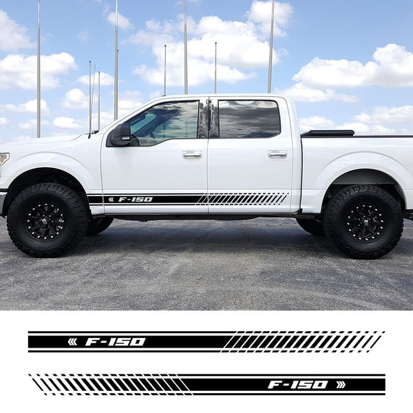 2PCS For Ford F150 F-150 Stylish Car Door Side Skirt Stickers Vinyl Body Decals Racing Stripe Auto Exterior Decor Accessories