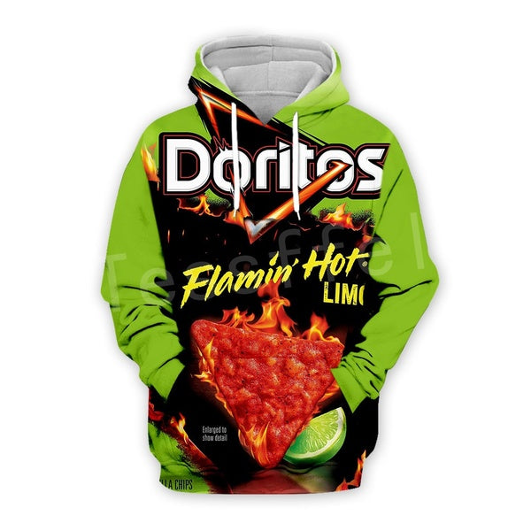 DORITOS Imprimer Tenues Sportswear Croustilles Snacks Sac Sweat Pull Nourriture 3D Survêtement À Manches Longues Imprimé Complet Casual Hommes Hoodie
