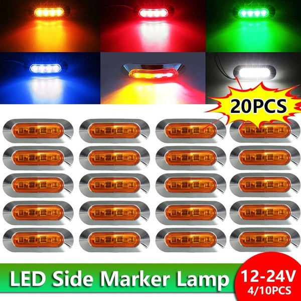 12V-24V 4 LED Side Marker Voyants Lampe Étanche Chrome Lunette Marqueur Feu Arrière pour Auto Voiture Bus Camion Camion - 20-10-4PCS En Option