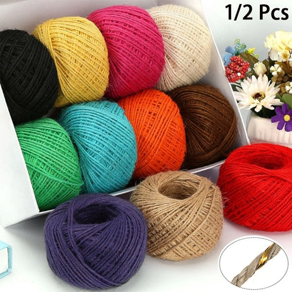 1-2Pcs 82ft Natural Jute Twine 3 Ply Gift Wrapping String DIY Rope Garden Twine Cord for Arts Crafts and Gardening Applications