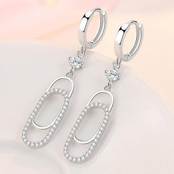 Fashion Vintage Paper Clip Earrings Women's Row Drill Earrings Earrings Long Dangle Earrings Jewelry