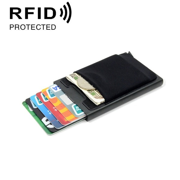 Aluminum Wallet With Or Without Elasticity Back Pouch ID Credit Card Holder RFID Mini Slim Wallet Automatic Pop up Credit Card Case