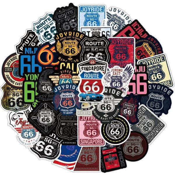 10-50pcs Cartoon Route 66 stickers graffiti Stickers for DIY Luggage Laptop Skateboard Motorcycle Bicycle Stickers